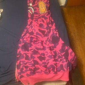 Bape Pink and Purple Camo Shark Hoodie